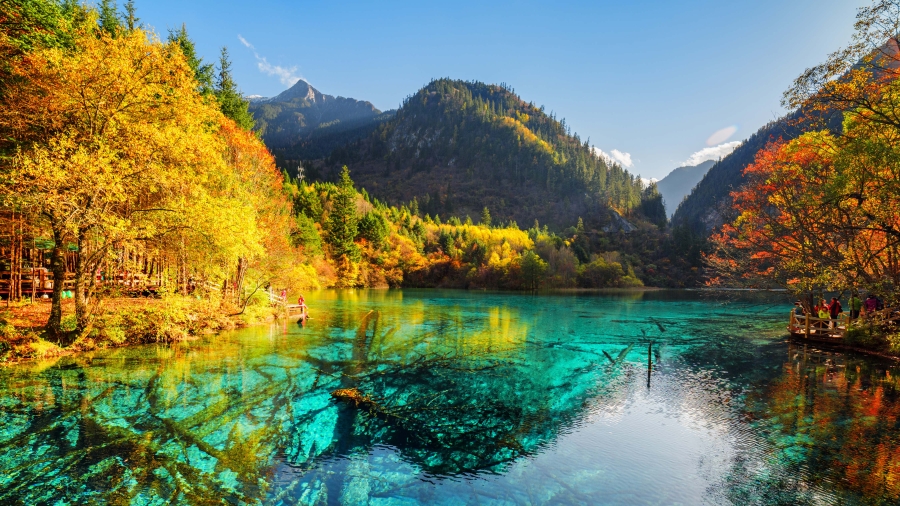 五花海、阿坝九寨沟旅游景区、四川省、中国