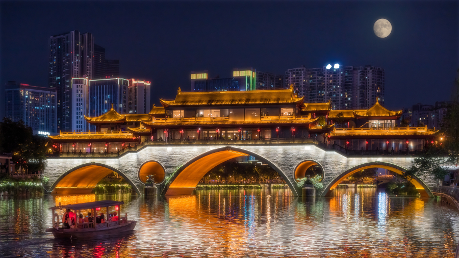 安顺桥中秋灯展,成都,中国